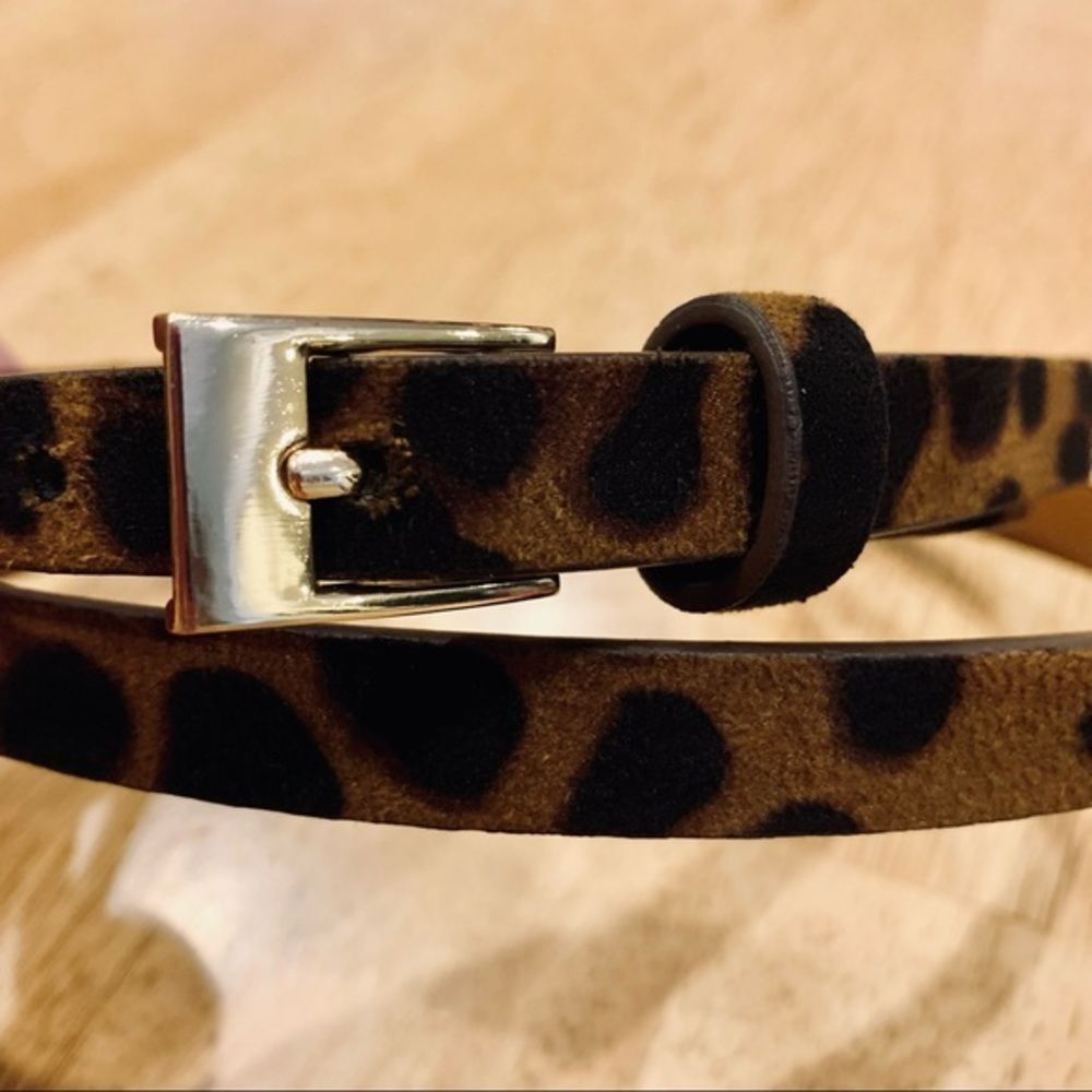 Brown & Black‎ Cheetah Skinny Belt S